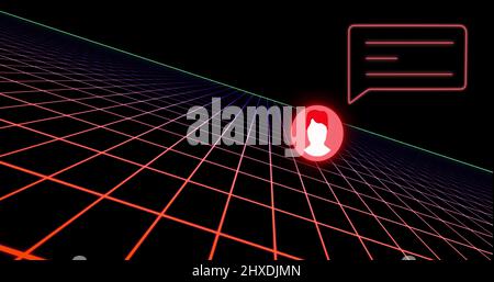 Illustration de l'icône du support et des carrés sur fond noir Banque D'Images