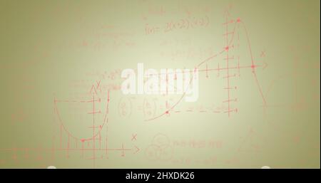 Illustration de formules mathématiques manuscrites sur fond vert Banque D'Images