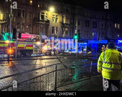 Paisley, Écosse, 11th mars 2022, accident de voiture blocs Causeyside Street Paisley crédit: Photopsy/Alay Live News Banque D'Images