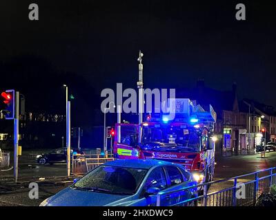 Paisley, Écosse, 11th mars 2022, accident de voiture blocs Causeyside Street Paisley crédit: Photopsy/Alay Live News Banque D'Images