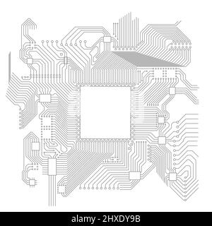 Illustration vectorielle de la carte de circuit imprimé.Illustration haute technologie du circuit électronique Vector.Programmation électronique et robotique. Illustration de Vecteur