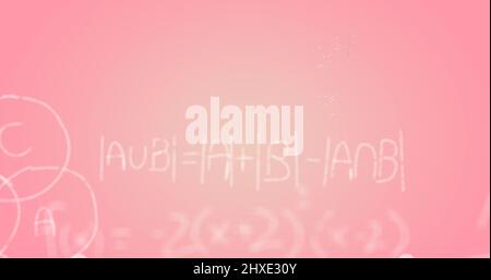 Illustration de formules mathématiques écrites à la main sur fond rose Banque D'Images