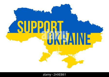 Ukraine carte avec support Ukraine Typographie. Priez pour l'Ukraine. Arrêter la guerre. Invasion russe en Ukraine Illustration vectorielle. Banque D'Images