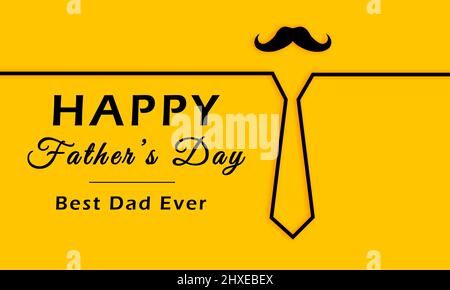 Happy Pathers Day meilleur papa jamais minimaliste concept avec cravate et symbole de moustache. Banque D'Images