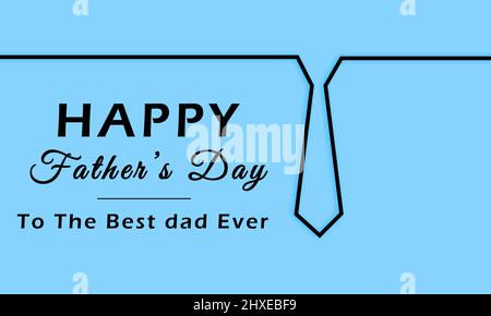 Happy Pères Day vers le meilleur concept de conception minimale jamais Dad avec symbole de cravate mâle. Banque D'Images