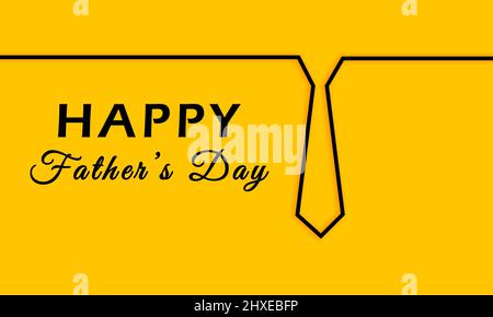 Joyeux fête des pères avec symbole cravate sur fond jaune. Concept minimal de la fête des pères Banque D'Images