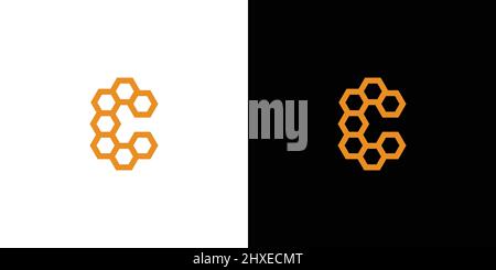 Design simple et attrayant du logo lettre C initiale en nid d'abeille Illustration de Vecteur