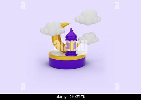 3D rendre les salutations du Ramadan islamique, 3D ornements et podiums islamiques Banque D'Images