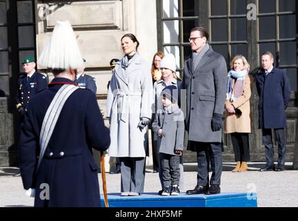 STOCKHOLM 20220312 Princesse Victoria, Prince Oscar, Princesse Estelle et Prince Daniel lors de la célébration de la fête du nom au Château de Stockholm. Photo : Johan Jeppsson / TT code 10730 Banque D'Images