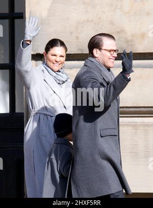 STOCKHOLM 20220312 Princesse Victoria, Prince Daniel, Prince Oscar et Princesse Estelle lors de la célébration de la fête du nom au Château de Stockholm. Photo : Johan Jeppsson / TT code 10730 Banque D'Images