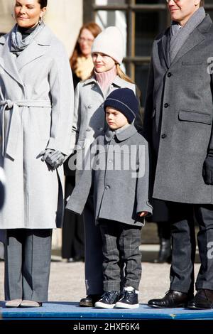 STOCKHOLM 20220312 Princesse Victoria, Prince Oscar, Princesse Estelle et Prince Daniel lors de la célébration de la fête du nom au Château de Stockholm. Photo : Johan Jeppsson / TT code 10730 Banque D'Images