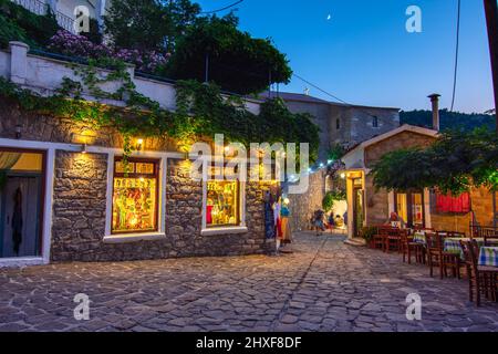 Agiasos est un village médiéval traditionnel de l'île de Lesvos, en Grèce Banque D'Images