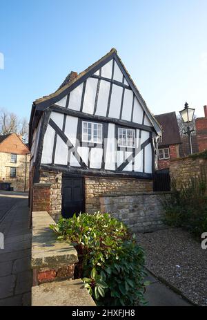 Ancienne maison à croked à Lincoln, Royaume-Uni Banque D'Images