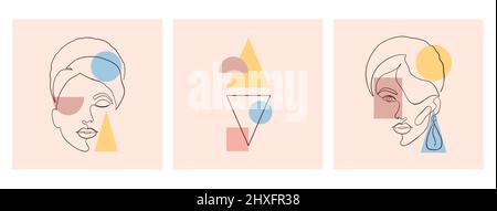 Collage moderne avec visages féminins Illustration de Vecteur