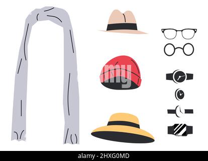Articles et accessoires de garde-robe pour femme et homme Illustration de Vecteur