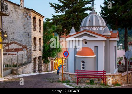 Agiasos est un village médiéval traditionnel de l'île de Lesvos, en Grèce Banque D'Images