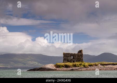 Château de Balliskellig sur la côte Atlantique du comté de Kerry, Irlande Banque D'Images