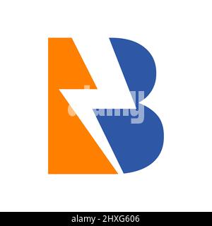 Power logo B Letter et Lightning Energy Technology. Logo Power B Letter avec modèle Lightning Bolt Illustration de Vecteur