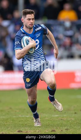 12th mars 2022 ; AJ Bell Stadium, sale, Angleterre ; Gallagher Premiership rugby, Vente versus Gloucester: Luke James de sale Sharks Banque D'Images