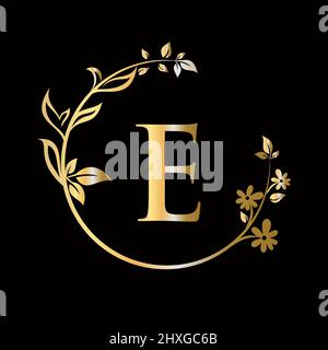 Lettre E logo fleur beauté avec concept créatif pour entreprise, affaires, décoratif, fleur, beauté, modèle de vecteur premium spa Illustration de Vecteur