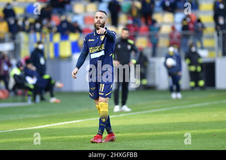 Francesco Zampano de Frosinone Calcio lors du match de la série B entre Frosinone Calcio et Alessandria Calcio au Stadio Benito Stirpe le 12 mars 2022 à Frosinone, Italie. Banque D'Images