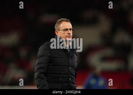 Ralf Rangnick, gérant de Manchester United, lors du match de la Premier League à Old Trafford, Manchester. Date de la photo: Samedi 12 mars 2022. Banque D'Images
