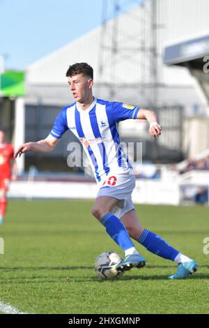 Hartlepool, Royaume-Uni. 12th mars 2022. HARTLEPOOL, ROYAUME-UNI. 12th MARS Joe White de Hartlepool United lors du match de la Sky Bet League 2 entre Hartlepool United et Leyton Orient à Victoria Park, Hartlepool, le samedi 12th mars 2022. (Crédit : Scott Llewellyn | MI News) crédit : MI News & Sport /Alay Live News Banque D'Images