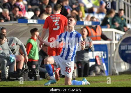 Hartlepool, Royaume-Uni. 12th mars 2022. HARTLEPOOL, ROYAUME-UNI. 12th MARS Joe White de Hartlepool United lors du match de la Sky Bet League 2 entre Hartlepool United et Leyton Orient à Victoria Park, Hartlepool, le samedi 12th mars 2022. (Crédit : Scott Llewellyn | MI News) crédit : MI News & Sport /Alay Live News Banque D'Images