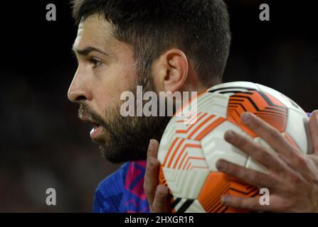 Barcelone,Espagne.10 mars,2022. Jordi Alba (18) du FC Barcelone lors du match Europa League entre le FC Barcelone et Galatasaray SK au Camp Nou Sta Banque D'Images