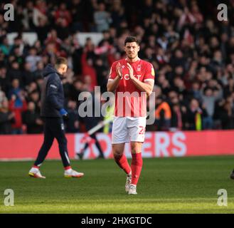 Nottingham, Royaume-Uni. 12th mars 2022. Scott McKenna (26 forêt) pendant le match de Champioinship de l'EFL entre la forêt de Nottingham et la lecture au City Ground à Nottingham, Angleterre Paul Bisser/SPP crédit: SPP Sport Press photo. /Alamy Live News Banque D'Images