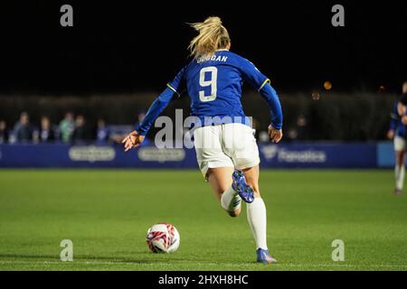 Liverpool, Royaume-Uni. 12th mars 2022. Toni Duggan (9 Everton) sur le ballon pendant le match de Barclays FA Womens Super League entre Everton et Leicester City au Walton Hall Park à Liverpool, Angleterre Natalie Mincher/SPP crédit: SPP Sport Press photo. /Alamy Live News Banque D'Images