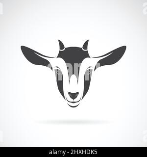 Vecteur de la tête de chèvre sur fond blanc, ferme d'animaux. Logo ou icône de chèvre. Illustration vectorielle superposée facile à modifier. Illustration de Vecteur