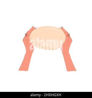 Pétrissage des mains de pâte.Femme prépare des pâtisseries maison ou des pâtes.Vue de dessus.École de cuisine.Restez à la maison et cuisinez des aliments sains selon la recette.Vecteur Illustration de Vecteur