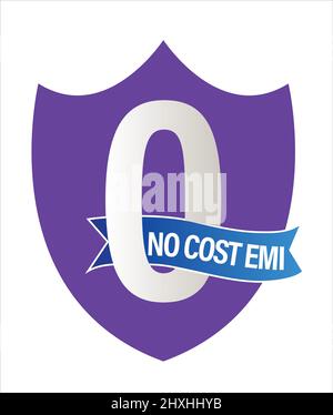 zer percent, sans coût icône de vecteur emi avec bouclier, résumé de la finance. Illustration de Vecteur