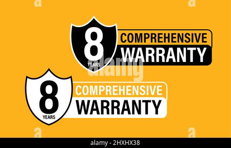 jeu d'icônes vectorielles de garantie complète de 8 ans. noir Illustration de Vecteur