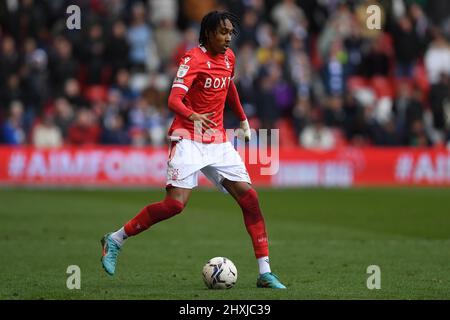 NOTTINGHAM, ROYAUME-UNI. 12th MARS Djed Spence de la forêt de Nottingham lors du match de championnat Sky Bet entre Nottingham Forest et Reading au City Ground, Nottingham, le samedi 12th mars 2022. (Crédit : Jon Hobley | MI News) Banque D'Images