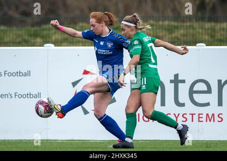 Durham, Royaume-Uni. 13th mars 2022. Kathryn Hill de Durham pendant le match de football FA WSL 2 entre Durham et Coventry United au parc sportif Maiden Castle de Durham, en Angleterre. Richard Callis/SPP crédit: SPP Sport Press photo. /Alamy Live News Banque D'Images