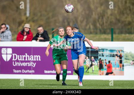 Durham, Royaume-Uni. 13th mars 2022. Action lors du match de football FA WSL 2 entre Durham et Coventry United au parc sportif de Maiden Castle à Durham, en Angleterre. Richard Callis/SPP crédit: SPP Sport Press photo. /Alamy Live News Banque D'Images