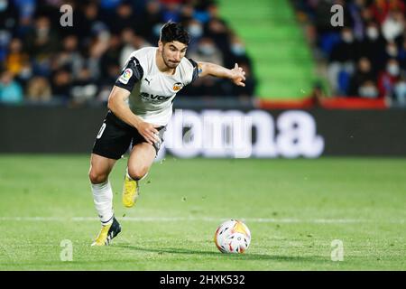 Carlos Soler de Valence pendant le championnat d'Espagne la Liga football match entre Getafe CF et Valencia CF le 12 mars 2022 au stade Alfonso Perez du Colisée à Getafe, Madrid, Espagne - photo: Oscar Barroso/DPPI/LiveMedia Banque D'Images