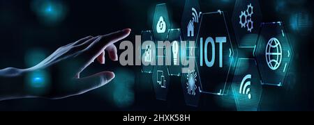 LA transformation numérique DE L'INTERNET DES objets DE L'INTERNET DES OBJETS perturbant le concept des technologies de l'information et de la communication. Banque D'Images