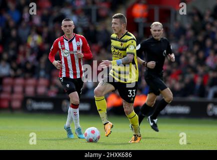 Juraj Kucka de Watford en action pendant le match de la première Ligue au stade St Mary's, à Southampton. Date de la photo: Dimanche 13 mars 2022. Banque D'Images