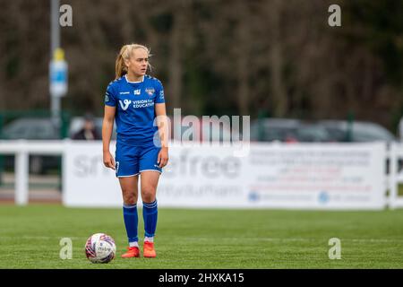 Durham, Royaume-Uni. 13th mars 2022. Beth Hepple de Durham lors du match de football FA WSL 2 entre Durham et Coventry United au parc sportif de Maiden Castle à Durham, en Angleterre. Richard Callis/SPP crédit: SPP Sport Press photo. /Alamy Live News Banque D'Images