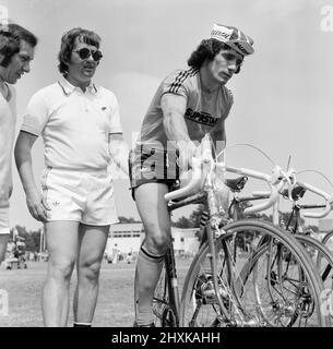 Superstars, BBC Television Program, tournage de Heat à Bracknell, Berkshire, 25th juin 1976. Kevin Keegan, joueur de Liverpool, est en compétition. Banque D'Images