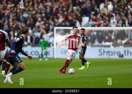 Londres, Royaume-Uni. 13th mars 2022 ; London Stadium, Londres, Angleterre ; Premier League football West Ham versus Aston Villa ; Declan Rice of West Ham United. Banque D'Images