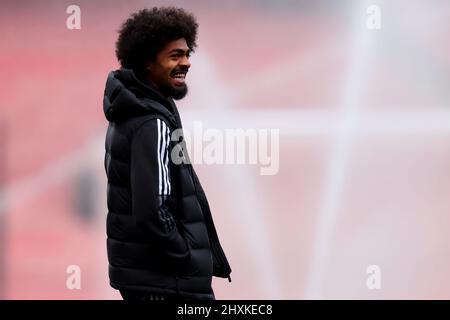 Londres, Royaume-Uni. 13th mars 2022 ; The Emirates, Islington, Londres, Angleterre. Football de première ligue, Arsenal contre Leicester City: Hamza Choudhury de Leicester City avant le lancement crédit: Action plus Sports Images/Alay Live News Banque D'Images