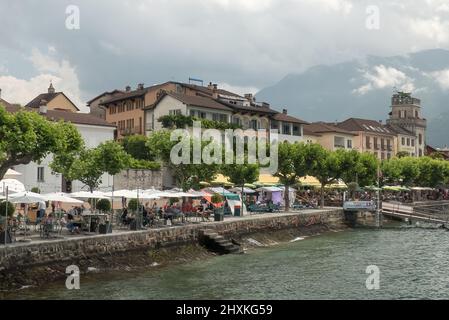 Lac majeur en Suisse : la ville d'Ascona Banque D'Images