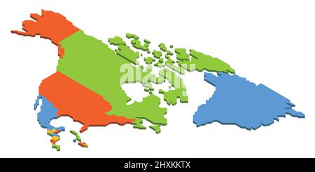 Carte politique isométrique de l'Amérique du Nord Illustration de Vecteur