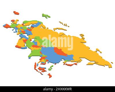 Carte politique isométrique de l'Eurasie Illustration de Vecteur