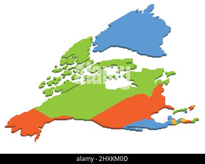 Carte politique isométrique de l'Amérique du Nord Illustration de Vecteur