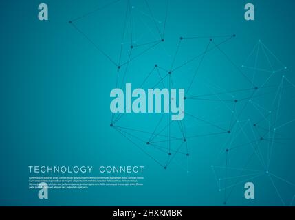 Modèle de couverture pour la présentation de la science et de la technologie ou le Web avec des lignes de connexion vectorielles et des points Illustration de Vecteur